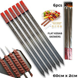 ARTC 6 Pcs BBQ Skewers Set, Turkish Skewers with Wooden Handle, Stainless Steel Kebab Skewers, for Koobideh Kabab, Turkish Style BBQ