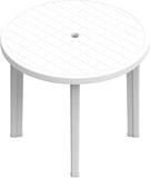 Heavy-Duty Round Plastic Outdoor Table with Umbrella Hole – Weather-Resistant Garden Patio Dining Table – White - 85cm