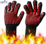 ARTC Extreme Heat Resistant Gloves - BBQ Gloves, Hot Oven Mitts, Charcoal Grill, Smoking, Barbecue Gloves for Grilling Meat Gloves, Insulated, Silicone Non-Slip Grips
