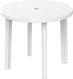 Heavy-Duty Round Plastic Outdoor Table with Umbrella Hole – Weather-Resistant Garden Patio Dining Table – White - 85cm
