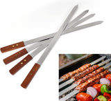 ARTC 6 Pcs BBQ Skewers Set, Turkish Skewers with Wooden Handle, Stainless Steel Kebab Skewers, for Koobideh Kabab, Turkish Style BBQ