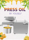 Electric Oil Press Machine – Stainless Steel Oil Extractor for Home Use, Cold/Hot Press, Easy to Operate, High Efficiency for Seeds, Nuts, and Grains - 610W Home Use