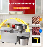Electric Oil Press Machine – Stainless Steel Oil Extractor for Home Use, Cold/Hot Press, Easy to Operate, High Efficiency for Seeds, Nuts, and Grains - 1200W Commercial Use