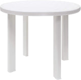 Heavy-Duty Round Plastic Outdoor Table with Umbrella Hole – Weather-Resistant Garden Patio Dining Table – White - 85cm