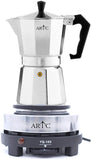 ARTC® Espresso Coffee Maker, Mocha Pot With Mini Electric Hot Plate,Yq-105