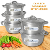 ARTC Cast Iron Cooking Pot with Lid – Heavy Duty Round Casserole for Gas Stove Size 20cm to 28cm