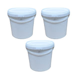ARTC White Plastic Bucket With Lid Yogurt Container multipurpose bucket (Set of 3, White)