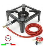 ARTC Heavy Duty Italian Gas Stove Burner LPG Single Burner Cooker Commercial Outdoor Camping & Catering Stove Strong Square Frame for Large Pots & Woks with 6mtr Hose & Regulator