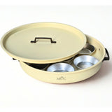 Breakfast serving tray or Dry fruit Serving 7 partition with cover Beige color