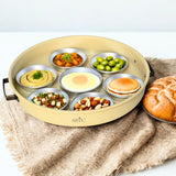 Breakfast serving tray or Dry fruit Serving 7 partition with cover Beige color