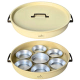 Breakfast serving tray or Dry fruit Serving 7 partition with cover Beige color