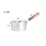 ARTC Aluminum Milk Pan with Wooden Handle - Aluminum Saucepan - Pouring Spout with Hanging Loop