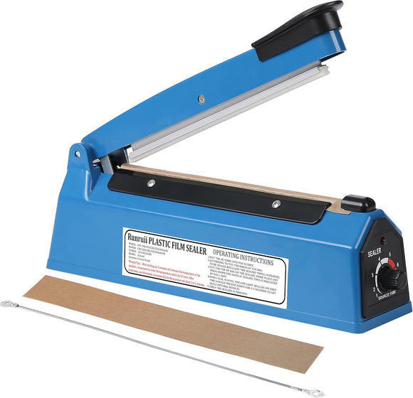 Impulse Heat Sealer Manual Bags Sealing Machine for Plastic PE PP with Extra Replacement Element Grip