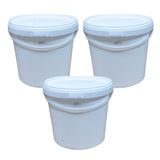 ARTC White Plastic Bucket With Lid Yogurt Container multipurpose bucket (Set of 3, White)