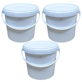ARTC White Plastic Bucket With Lid Yogurt Container multipurpose bucket (Set of 3, White)