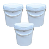 ARTC White Plastic Bucket With Lid Yogurt Container multipurpose bucket (Set of 3, White)