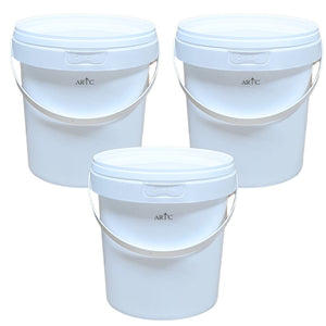 ARTC White Plastic Bucket With Lid Yogurt Container multipurpose bucket (Set of 3, White)