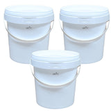 ARTC White Plastic Bucket With Lid Yogurt Container multipurpose bucket (Set of 3, White)