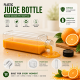 ARTC Plastic Juice Bottles Clear With Caps Milk Bottle Water Bottles For Kids Empty Bottle Zamzam Water Gym Water Bottle Reusable Plastic Juice Bottle Leak Proof