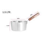 ARTC Aluminum Milk Pan with Wooden Handle - Aluminum Saucepan - Pouring Spout with Hanging Loop