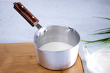 ARTC Aluminum Milk Pan with Wooden Handle - Aluminum Saucepan - Pouring Spout with Hanging Loop