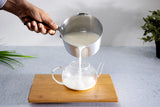ARTC Aluminum Milk Pan with Wooden Handle - Aluminum Saucepan - Pouring Spout with Hanging Loop
