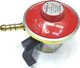 A red ARTC Mondial gas regulator with a quick-on connection and a black knob, designed for adjusting gas pressure.