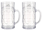 ARTC German Beer Mug Stein, 1000ml Glass Tankard with Handle, Isar Classic Beer Mug, 2-Piece Set, Durable & Stylish