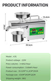 Electric Oil Press Machine – Stainless Steel Oil Extractor for Home Use, Cold/Hot Press, Easy to Operate, High Efficiency for Seeds, Nuts, and Grains - 800W Home Use