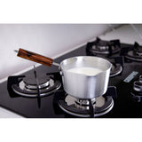 ARTC Aluminum Milk Pan with Wooden Handle - Aluminum Saucepan - Pouring Spout with Hanging Loop