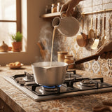 ARTC Aluminum Milk Pan with Wooden Handle - Aluminum Saucepan - Pouring Spout with Hanging Loop