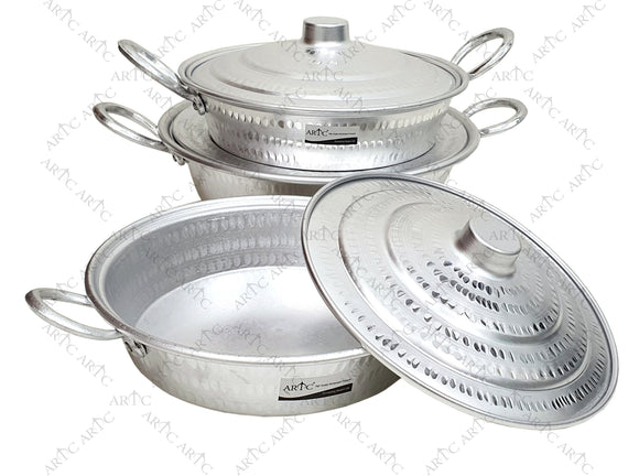 ARTC 3pcs Aluminum Frypan With Cover and Handles
