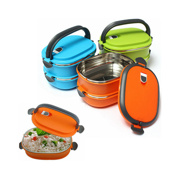 Oval Shape Lunch Box Double Layer