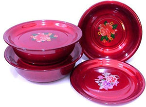 3pcs Floral Design Metallic Bowl