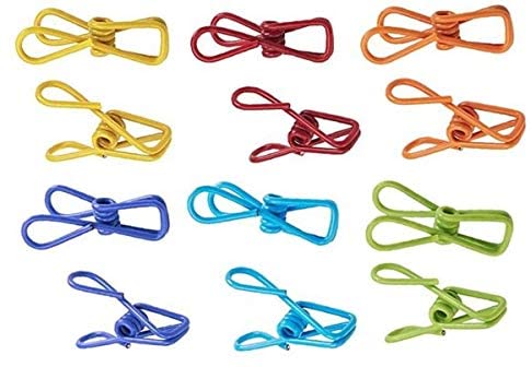 ARTC Clothes line Clips-Colorful Multipurpose Plastic coated Metal Clip, Pack of 12