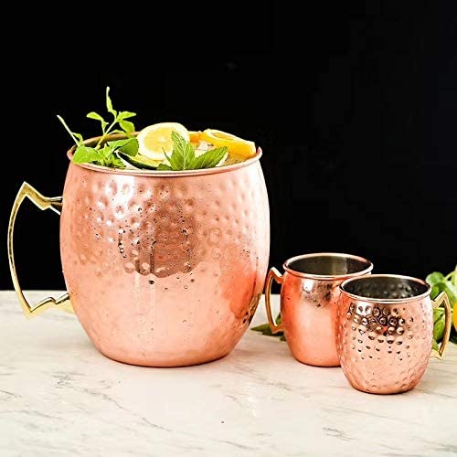 ARORA Moscow Mule Mugs Set Of 4,Aluminum Hammered Handcrafted Cups For