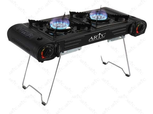 ARTC® Double Burner Portable Camping Gas Stove - Set of 6 Piece