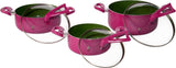 Set of 3 Ceramic Coated Pink Cooking Pots With Lid