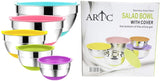 ARTC® Stainless Steel Serving Storage Mixing Bowls with Lids and Measurement