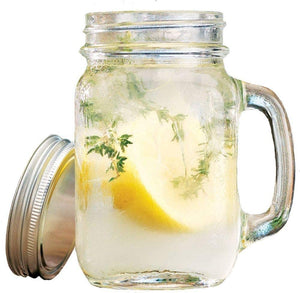 6pcs Beverage Mason Glass Jar With Silver Lid