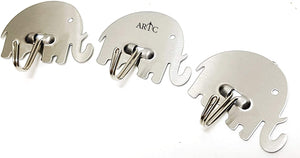 ARTC Self Adhesive Stainless Steel Elephant Shaped Hooks and Hangers 3pcs Set - 33675