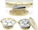 ARTC® Breakfast serving tray or Dry fruit Serving 7 partition with stand 35cm - Beige Color