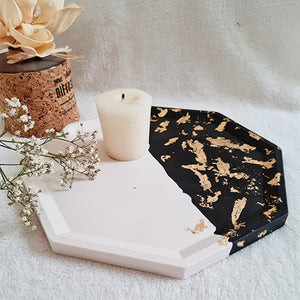 Octagon shape Tray with gold flakes