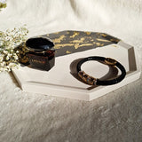 Octagon shape Tray with gold flakes